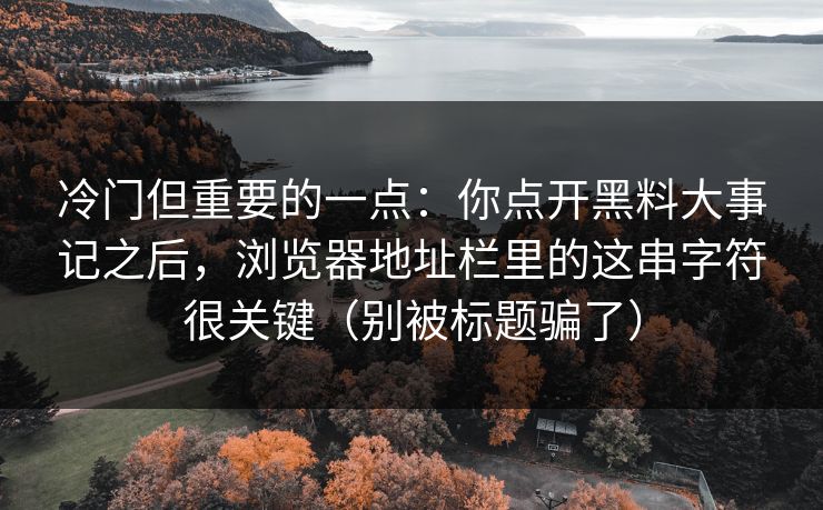 冷门但重要的一点：你点开黑料大事记之后，浏览器地址栏里的这串字符很关键（别被标题骗了）