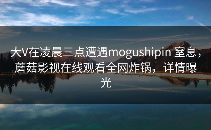 大V在凌晨三点遭遇mogushipin 窒息，蘑菇影视在线观看全网炸锅，详情曝光