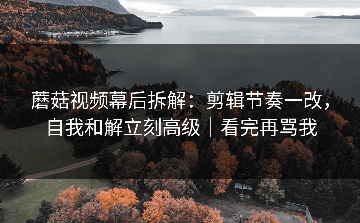 蘑菇视频幕后拆解：剪辑节奏一改，自我和解立刻高级｜看完再骂我