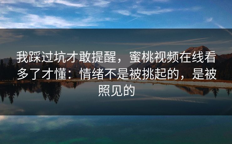 我踩过坑才敢提醒，蜜桃视频在线看多了才懂：情绪不是被挑起的，是被照见的