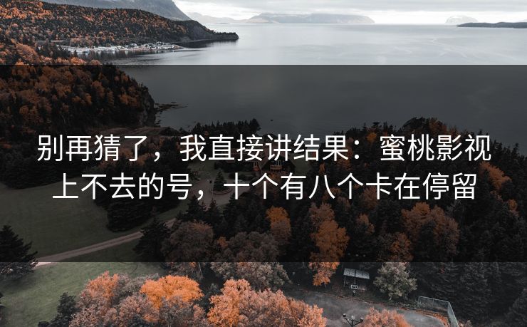 别再猜了，我直接讲结果：蜜桃影视上不去的号，十个有八个卡在停留