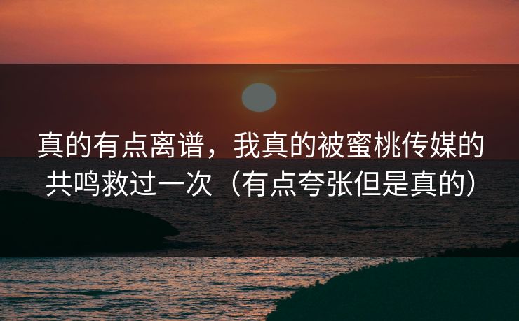 真的有点离谱，我真的被蜜桃传媒的共鸣救过一次（有点夸张但是真的）